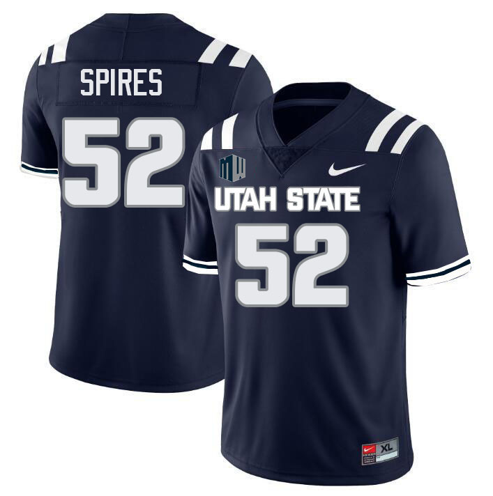 Utah State Aggies #52 Blaine Spires College Football Jerseys Stitched Sale-Navy